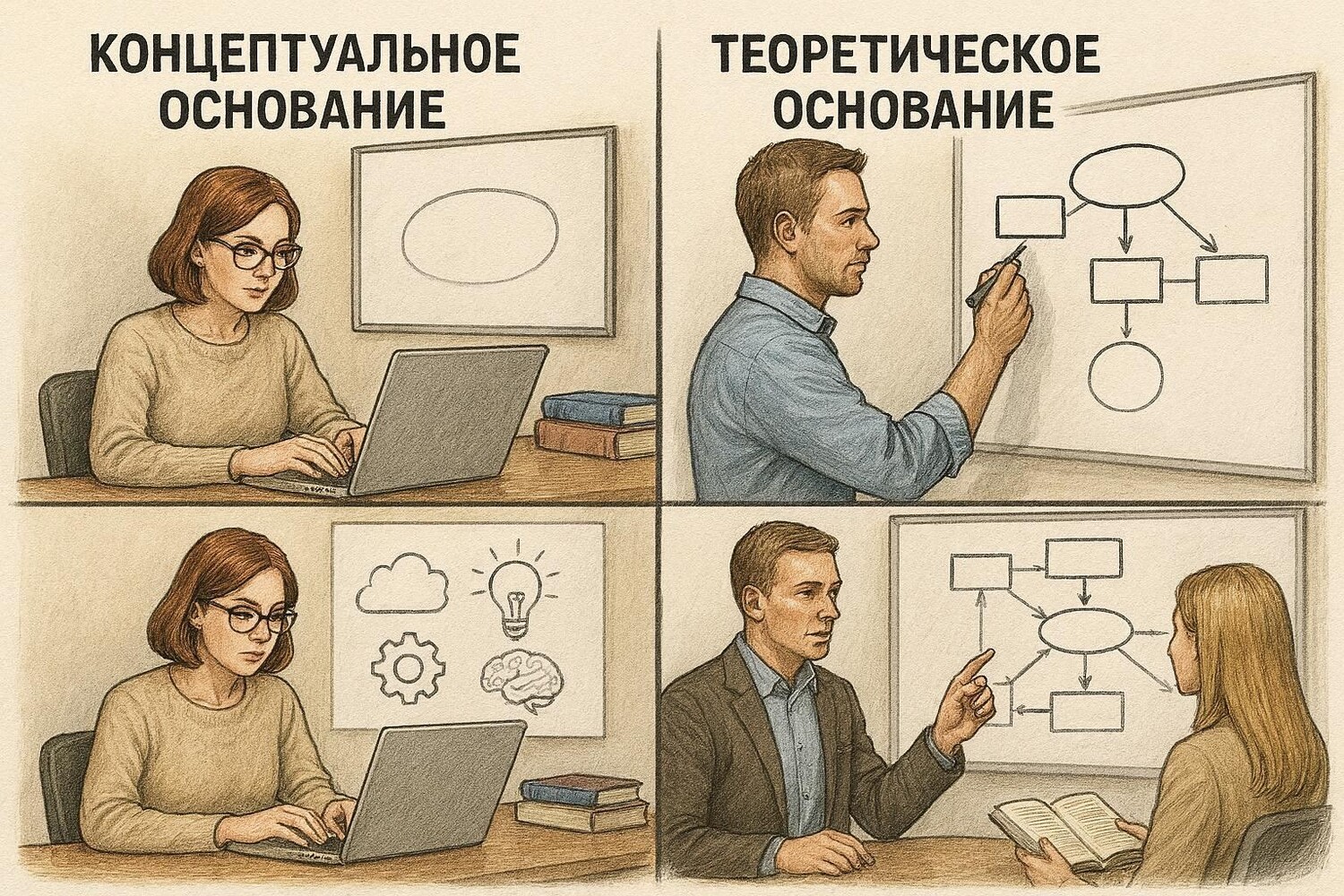 Разница между концептуальными и теоретическими основами в исследованиях