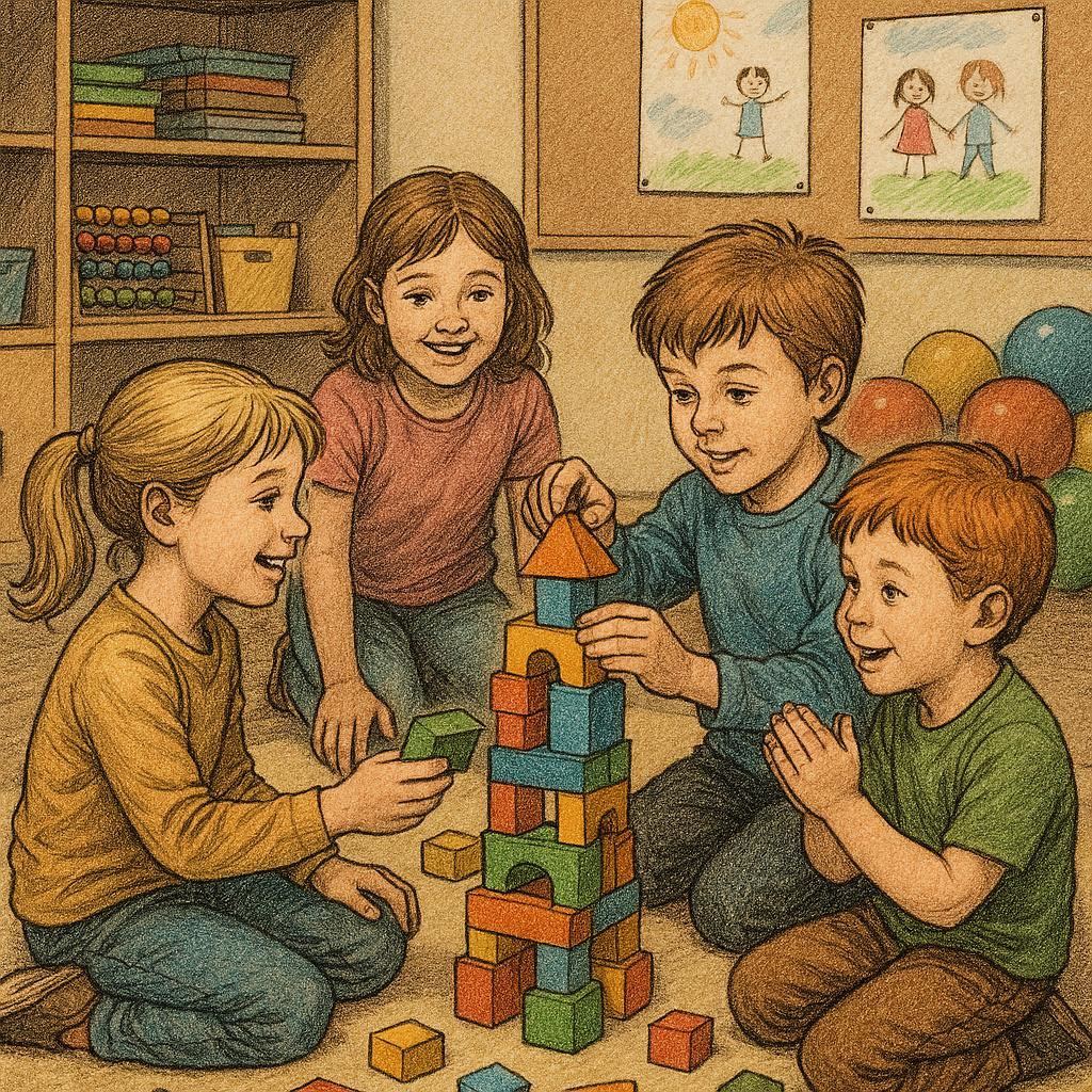 Сила игры, которая способствует сотрудничеству и командной работе посредством групповых занятий в детском саду