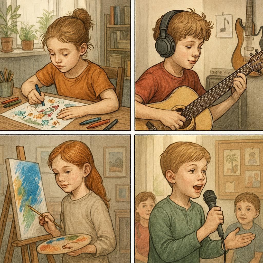 Среда и навыки, способствующие творчеству и самовыражению; источники вдохновения и методы коммуникации